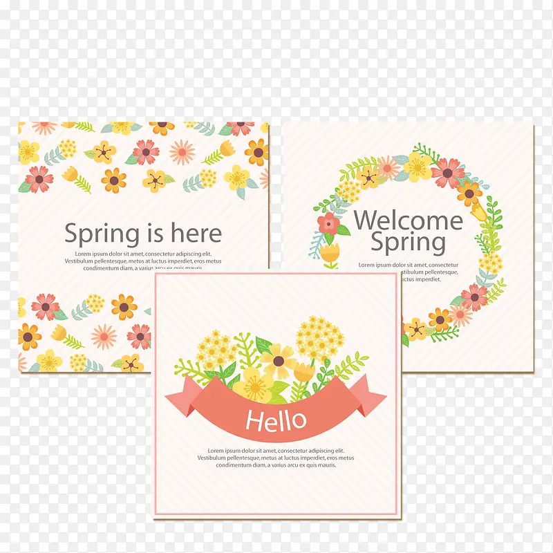 春季花卉卡片矢量素材