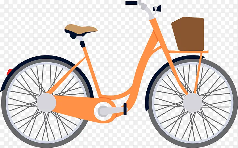橙色简约自行车