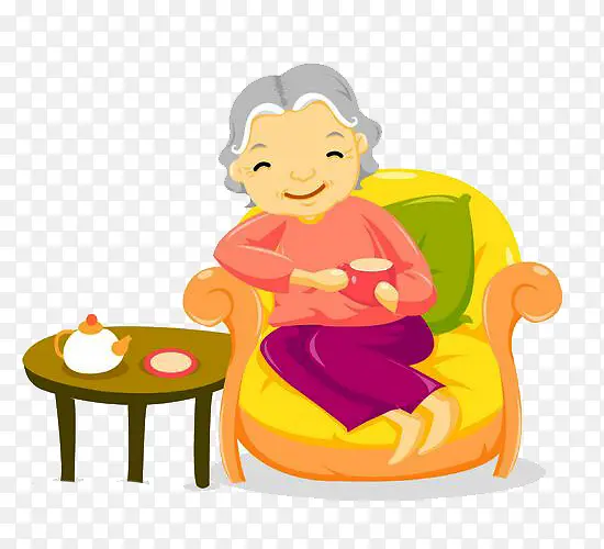奶奶美女喝茶图片素材