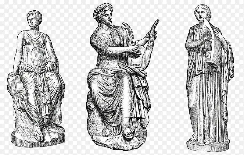 素描三个古希腊神