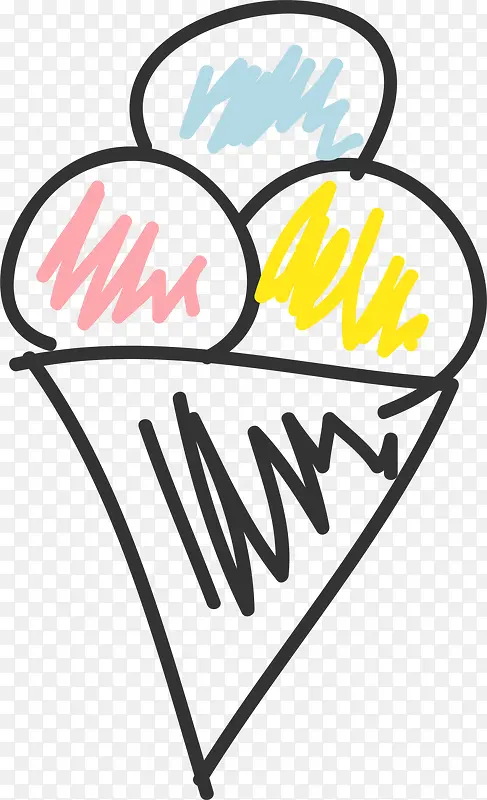 彩色手绘涂鸦冰淇淋