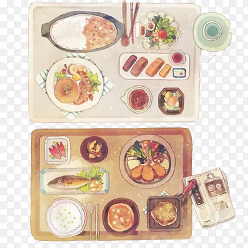 米饭套餐手绘画素材图片