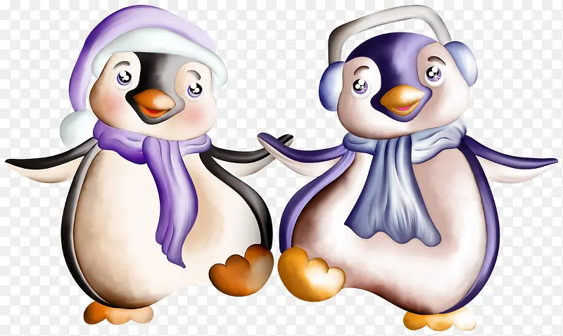 紫色卡通可爱企鹅