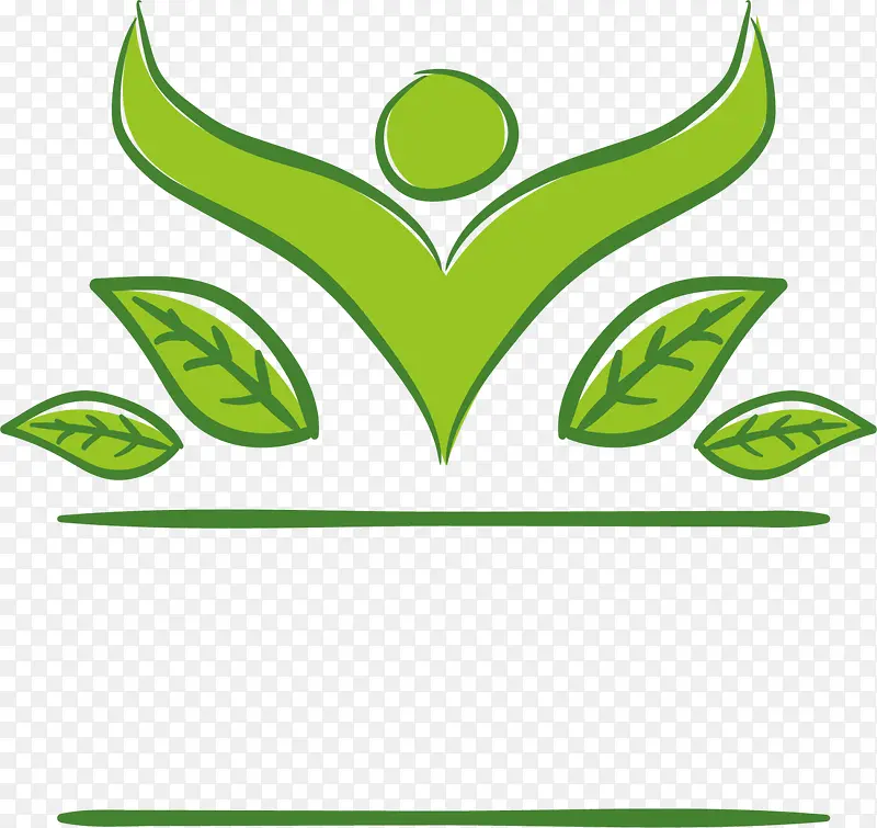 绿色树叶瑜伽标志