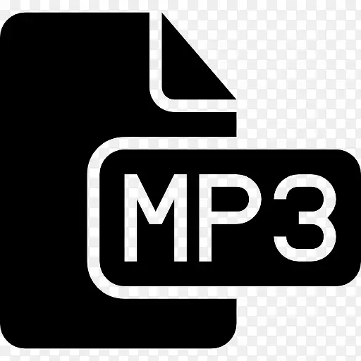 MP3文件类型的黑色界面符号图标