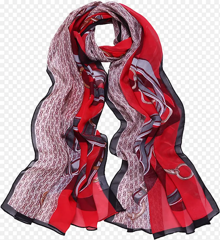 红色纱巾素材