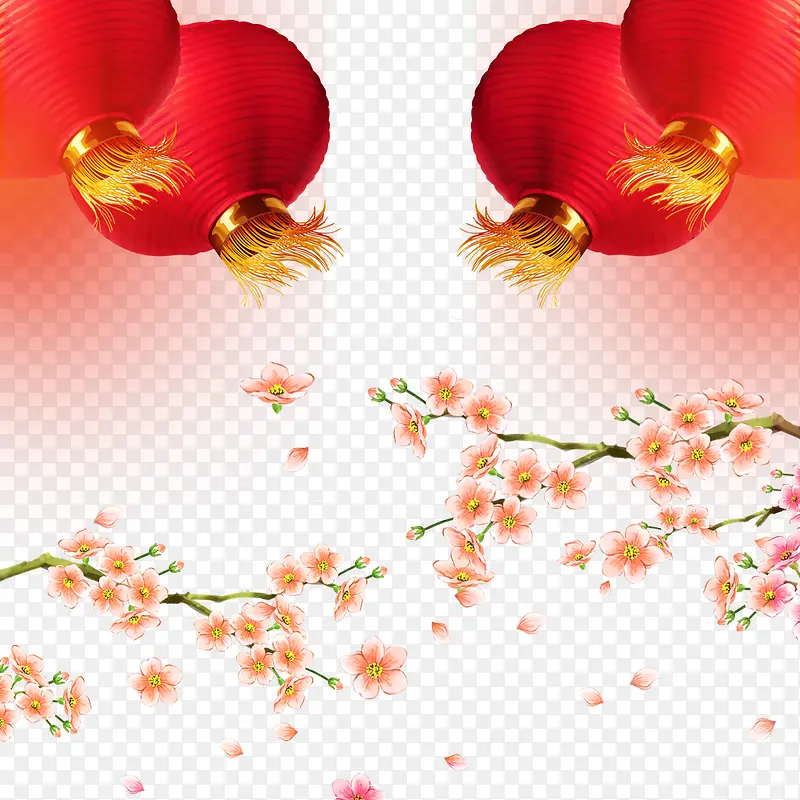春节海报装饰灯笼植物