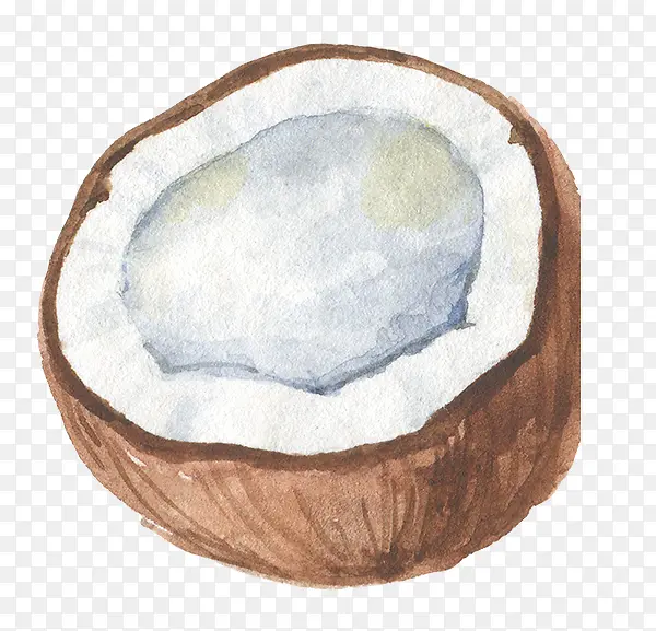手绘半块椰子免抠图