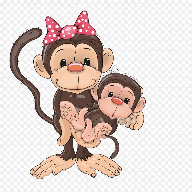 卡通幸福的猴子妈妈