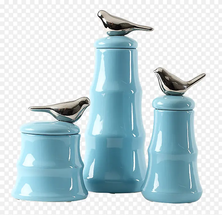 蓝色小鸟装饰花瓶