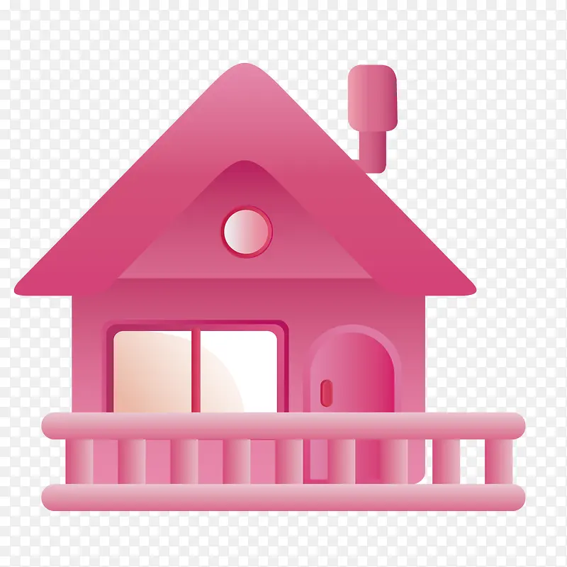 卡通粉色小房子 楼房 扁平房