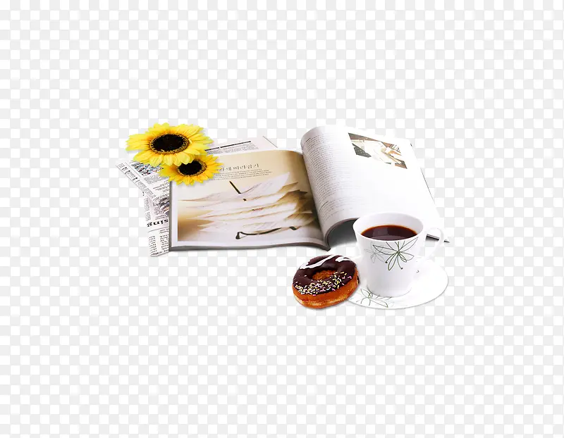 书本咖啡花朵