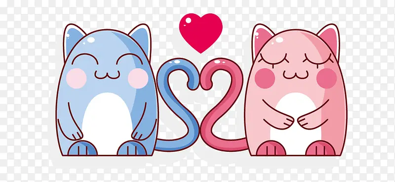卡通可爱的猫咪情侣