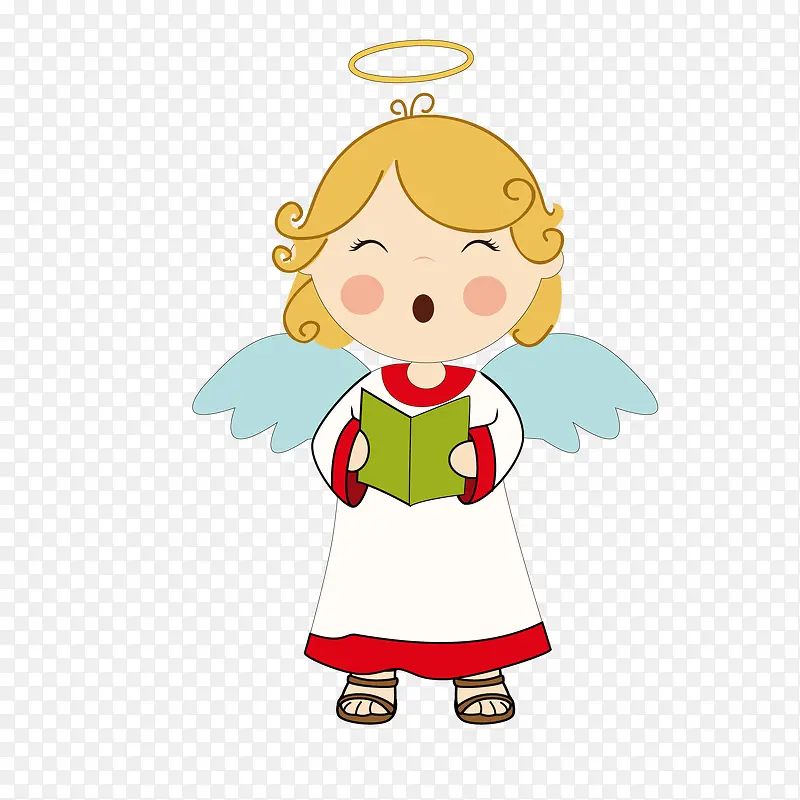 卡通唱歌的天使儿童