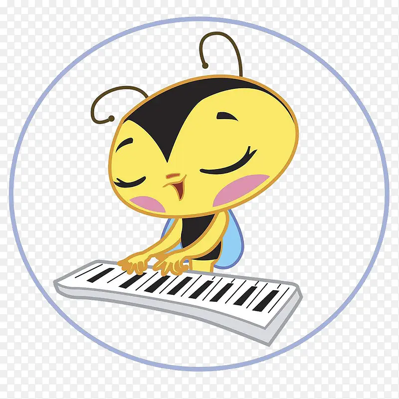 手绘弹钢琴的小蜜蜂