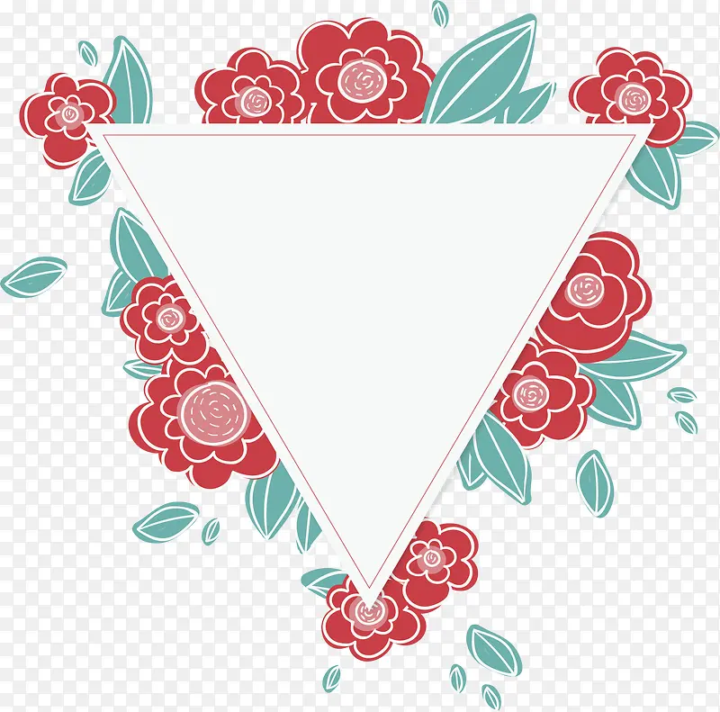 红色花朵三角标题框