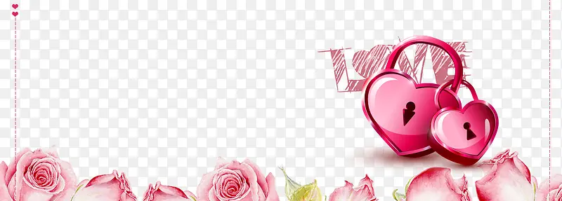 爱情锁文艺花朵粉色几何背景