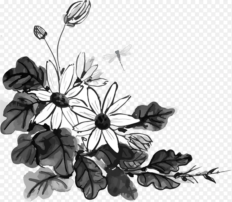 黑色中国风花朵