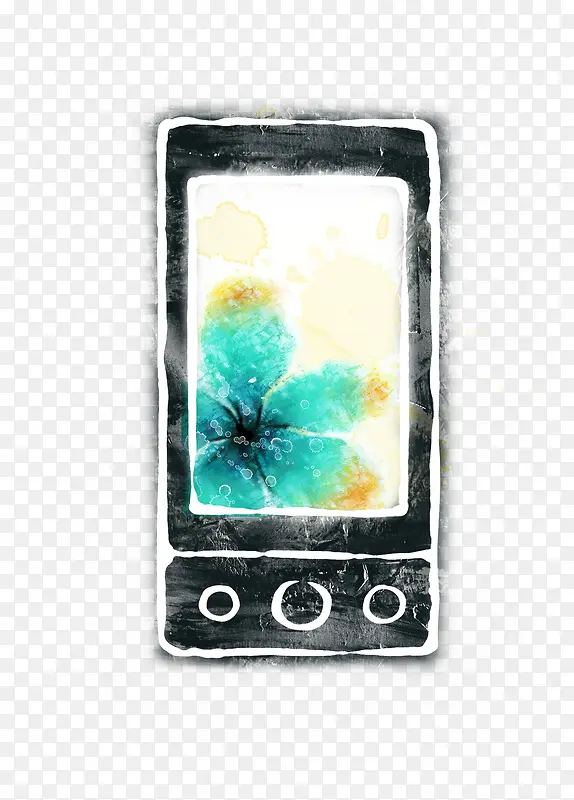 手机抽象水彩花朵设计