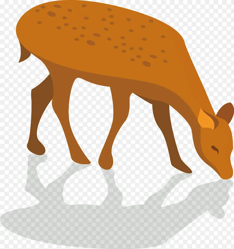 精美的小鹿喝水剪影矢量图