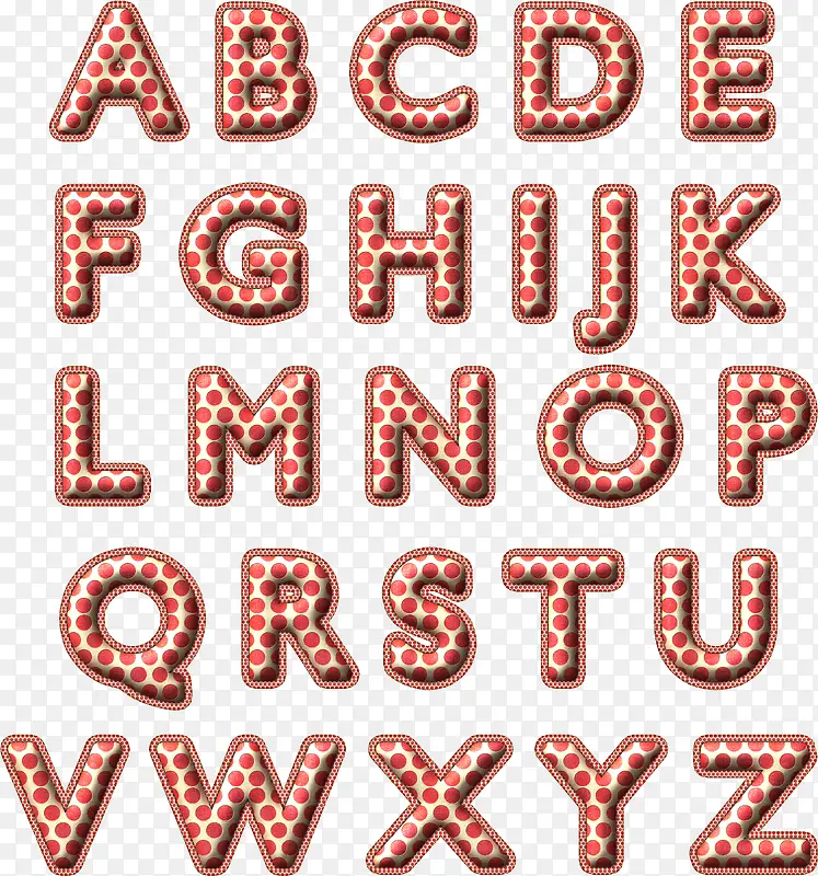 26个英文字母红色斑点装饰
