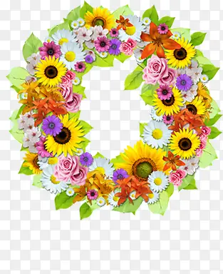 彩色花朵花环设计字母