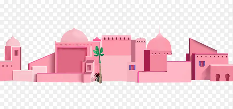 粉色卡通宫殿房屋