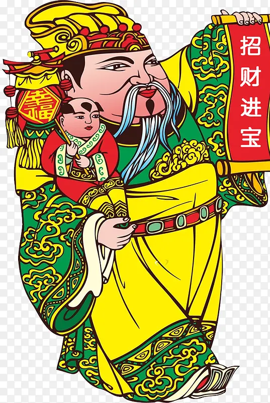 中国传统财神卡通形象海报
