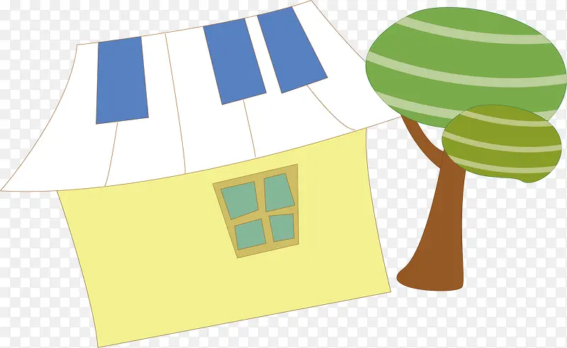 小树房子卡通插图矢量