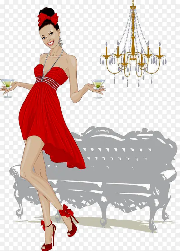 红裙沙发模特