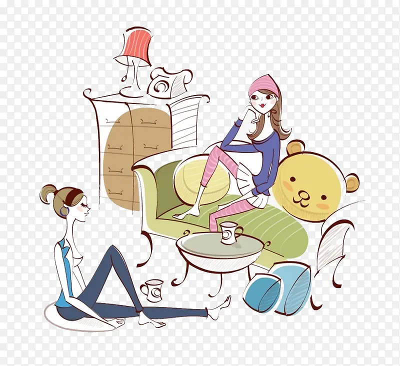 聊天的女孩PNG图片素材下载_图片编号8666492-PNG素材网