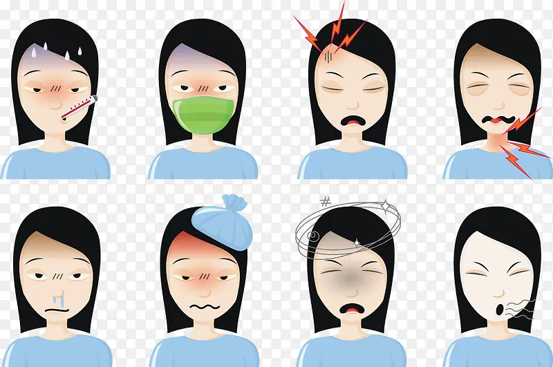 女性感冒发烧症状PNG图片素材下载_图片编号8667845-PNG素材网