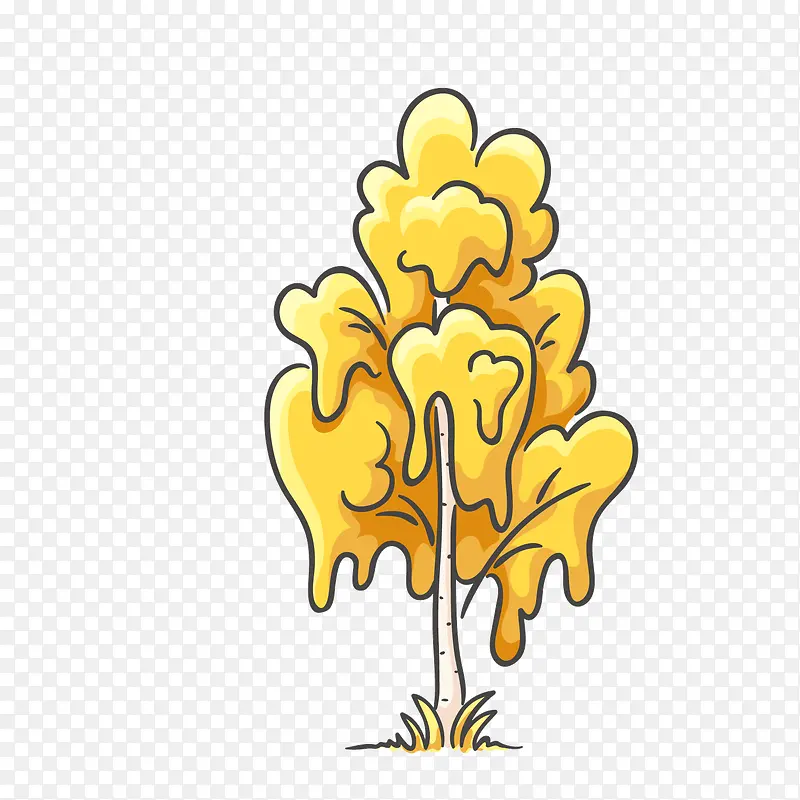 黄色手绘植物