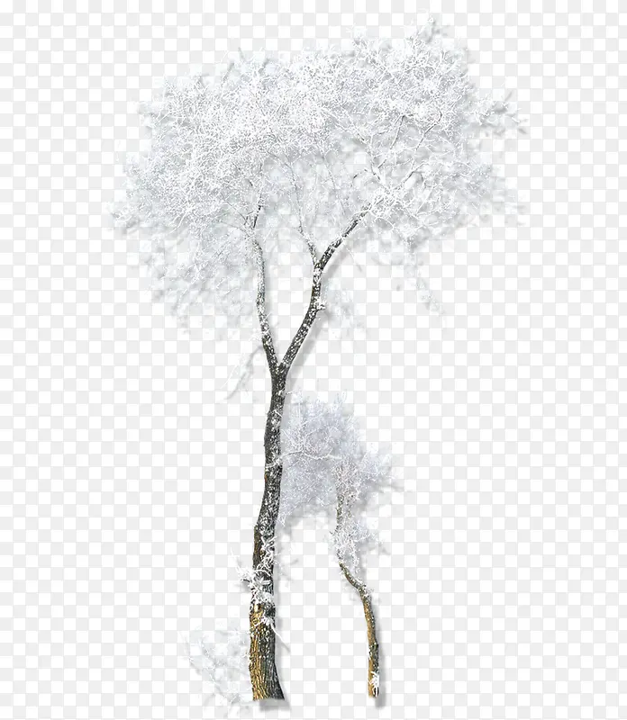 卡通手绘冬天雪树