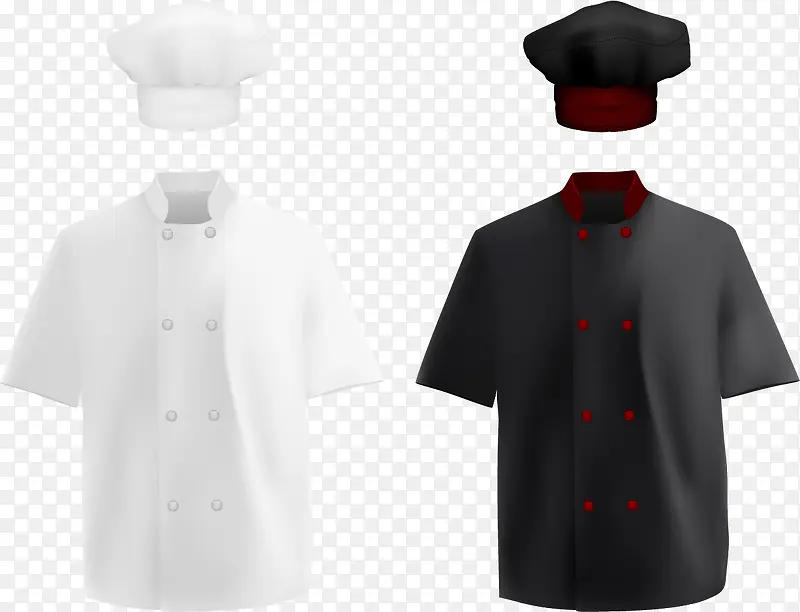 矢量黑白色厨师服装