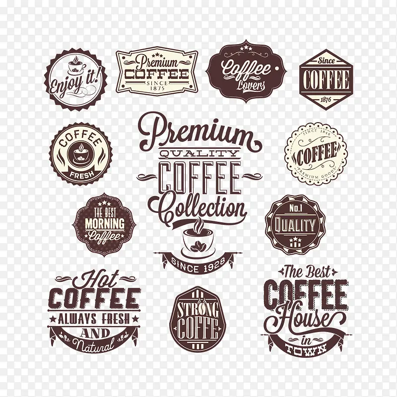 咖啡店时尚标签矢量图