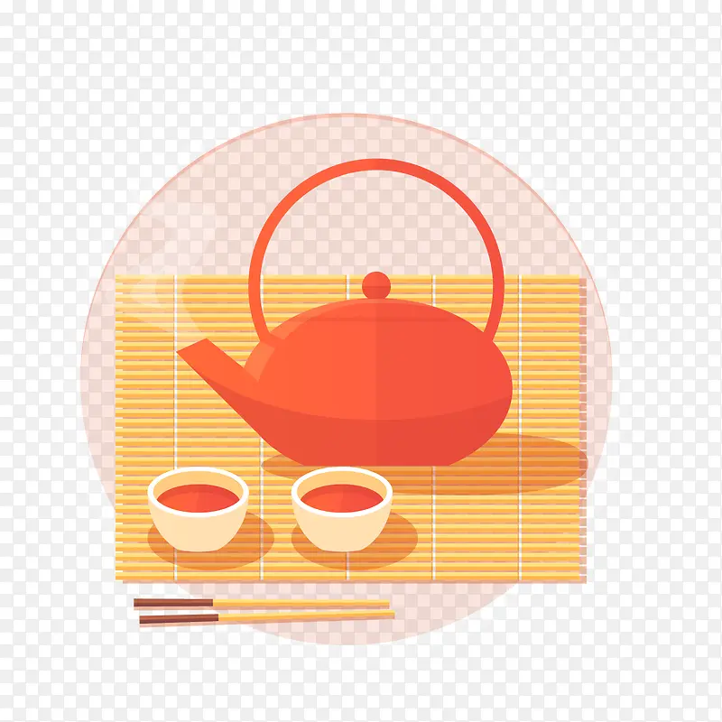 红色茶壶矢量图