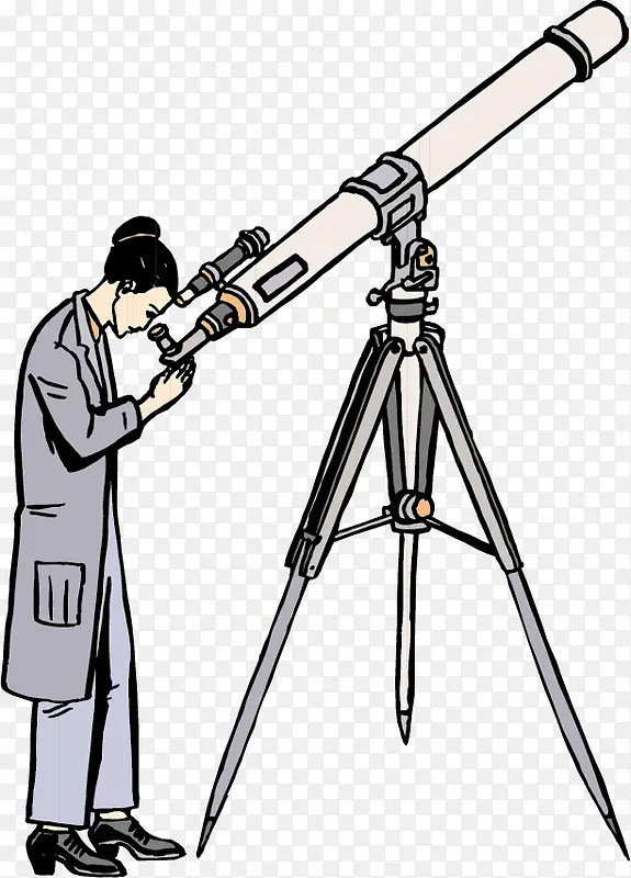 矢量看天文望远镜的女人