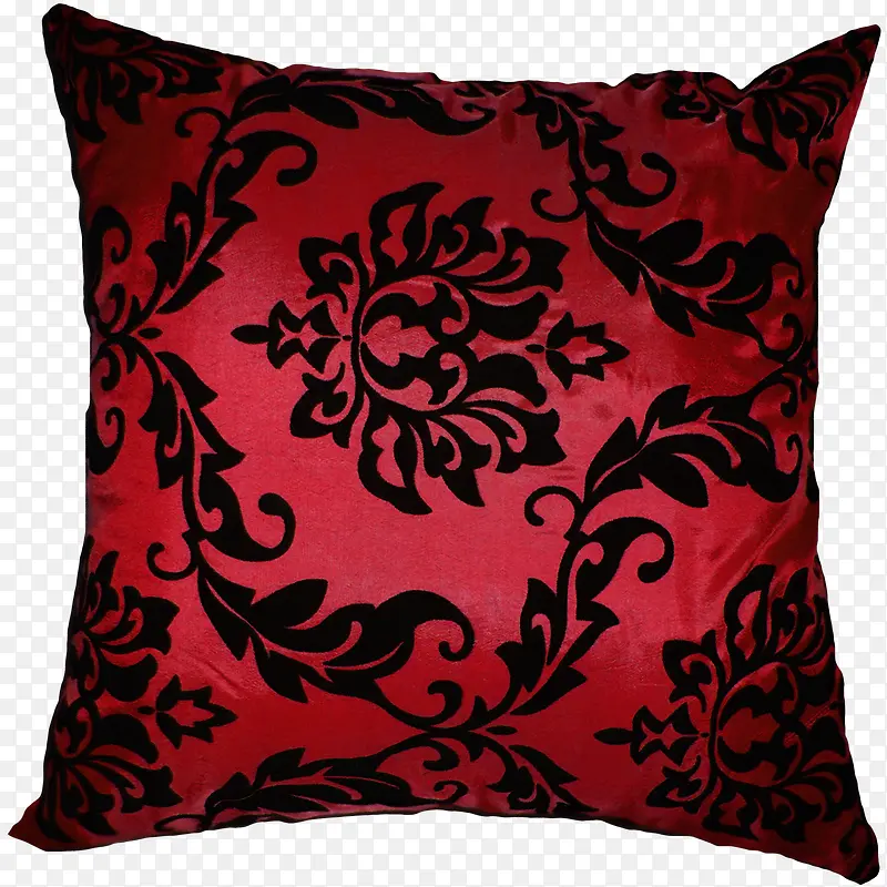 红色花纹方形抱枕