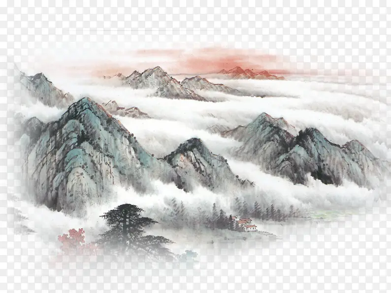 水墨画山水画素材图片