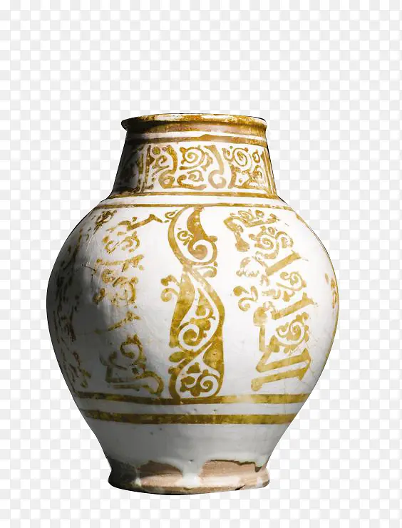 白色花纹瓷罐