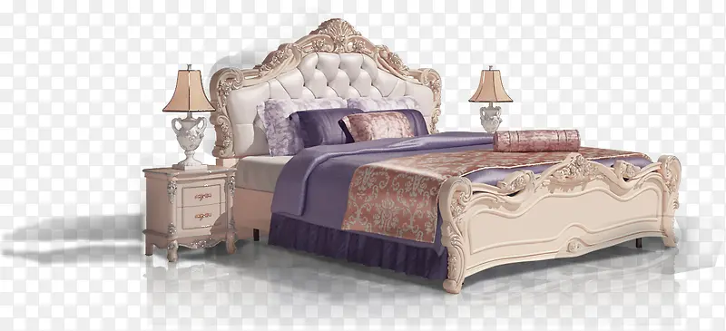 紫色家具欧式大床
