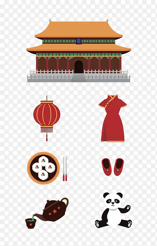 北京故宫天坛插画