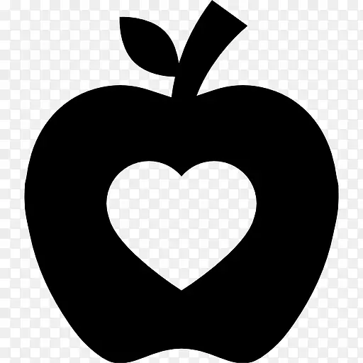苹果的轮廓和心的形状图标