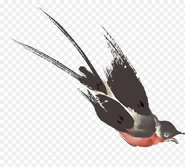 水彩飞鸟插画装饰素材