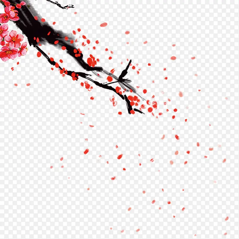 红色传统绘画梅花