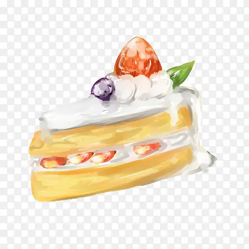 奶油水果蛋糕手绘画素材图片