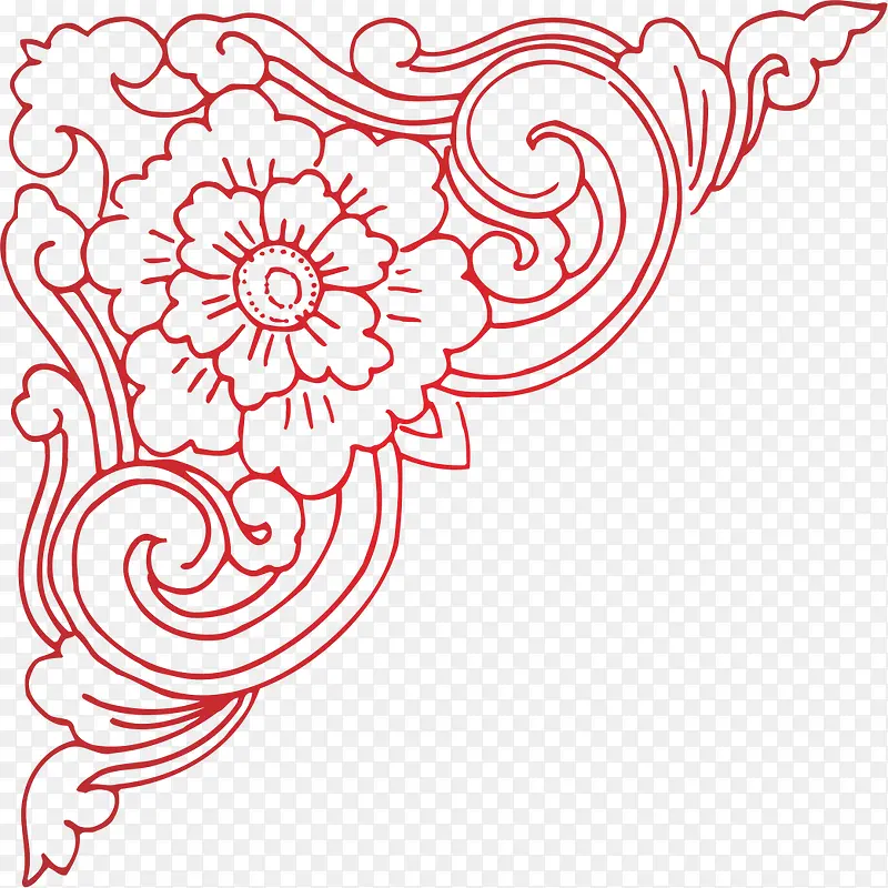 红色边角角花