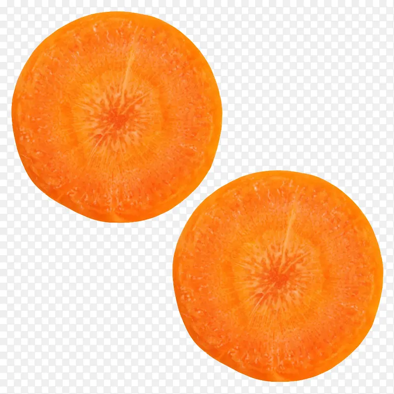 两块圆形的胡萝卜实物