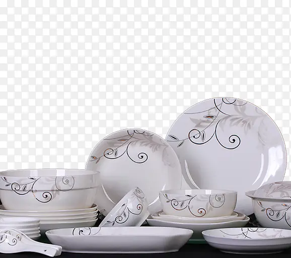 白色的盘子和碗
